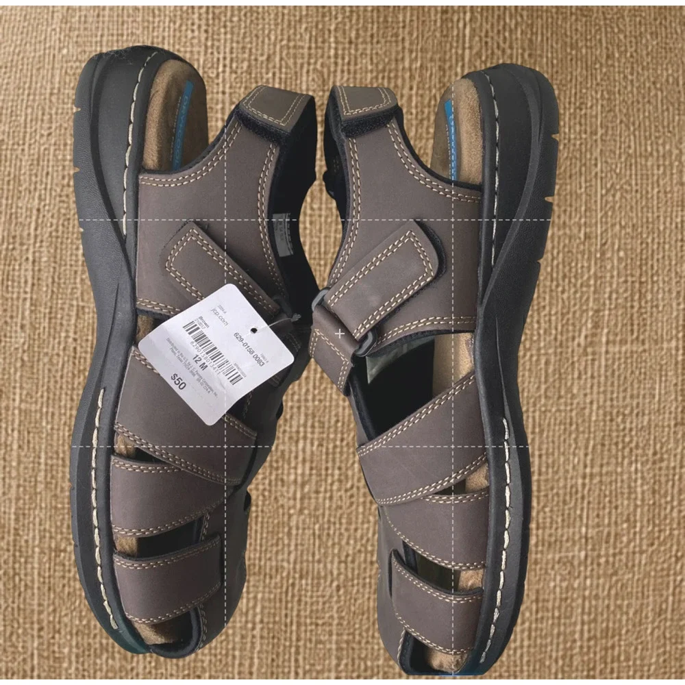 St. John’s Bay Mens 12M Brown Fisherman Sandals DRY+COOL Memory Foam NWT